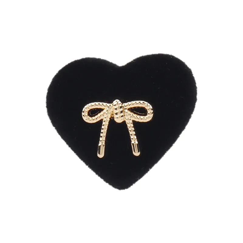 15 - 26mm Heart-Shaped Flocked Velvet Shank Buttons 6pcs