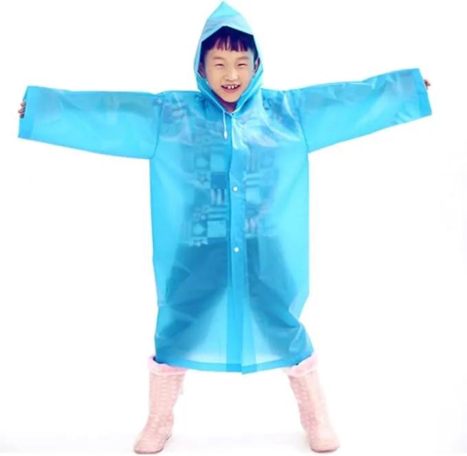 2Pcs Kids Portable Reusable Rain Poncho Children Raincoats Sporting Traveling