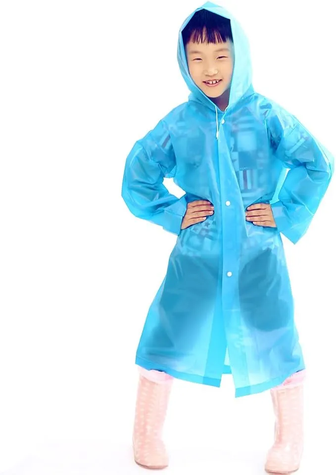 2Pcs Kids Portable Reusable Rain Poncho Children Raincoats Sporting Traveling
