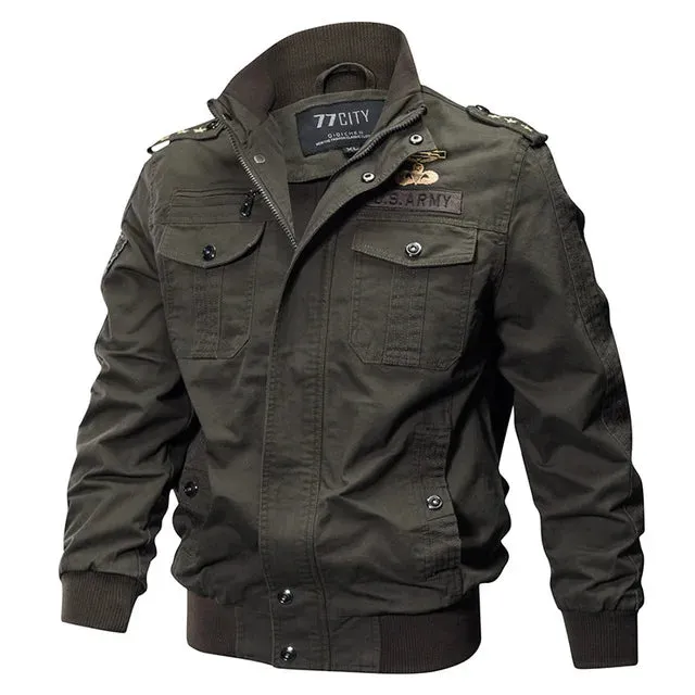 77City Killer Military Bomber Jacket Men Autumn Winter Cotton Tactical Jackets Outwear Cargo Multi-pocket Flight Jacket M-6XL