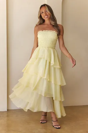 Always The Moment Strapless Maxi Dress Yellow