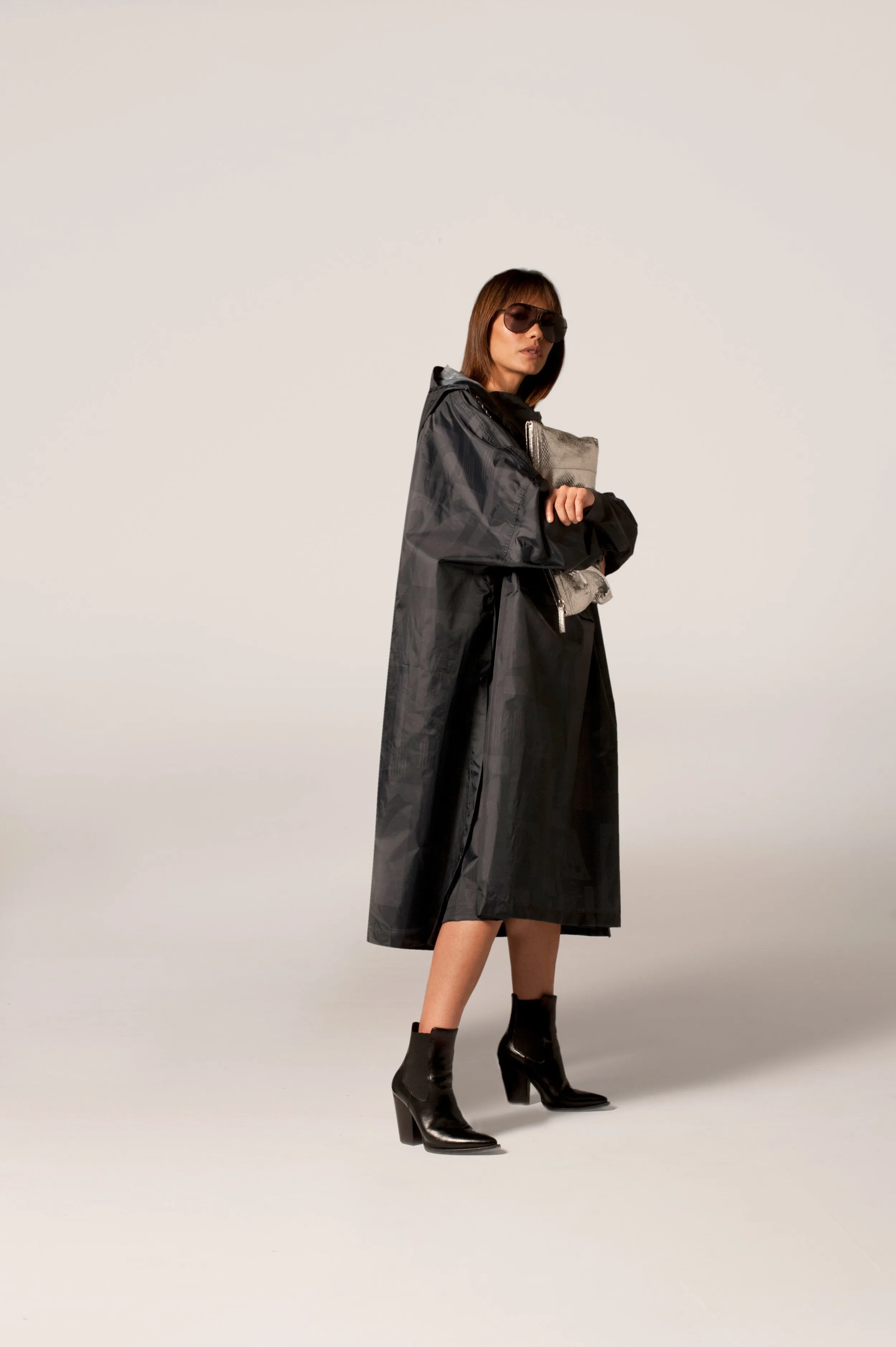 Back to Black Art Camo Rain Poncho
