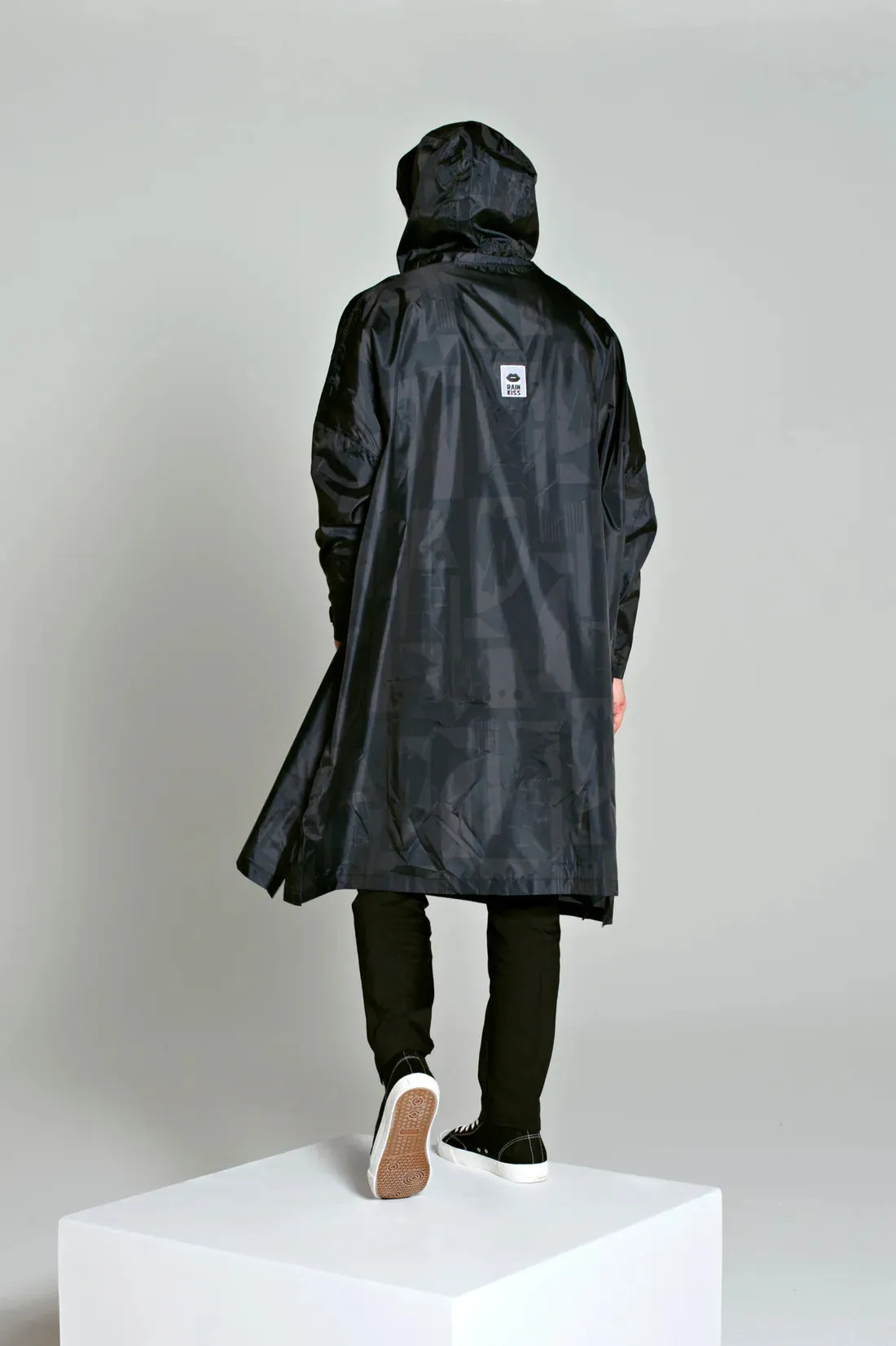 Back to Black Art Camo Rain Poncho