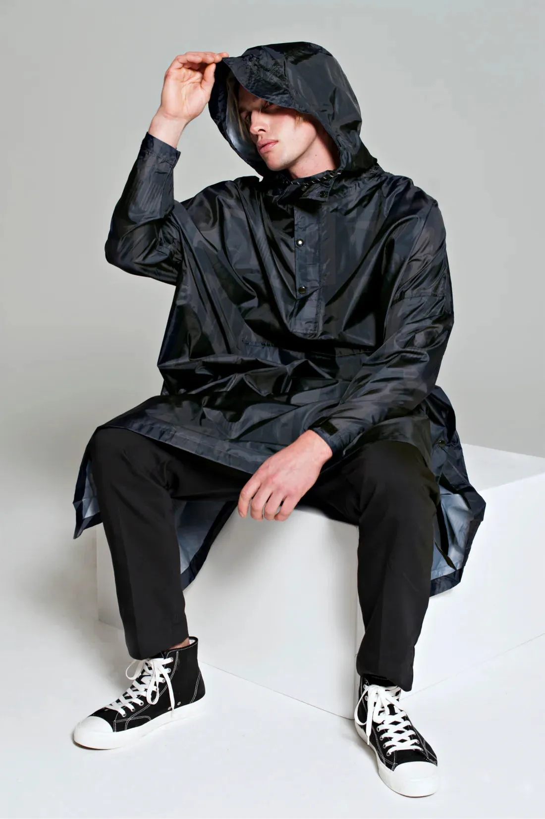 Back to Black Art Camo Rain Poncho