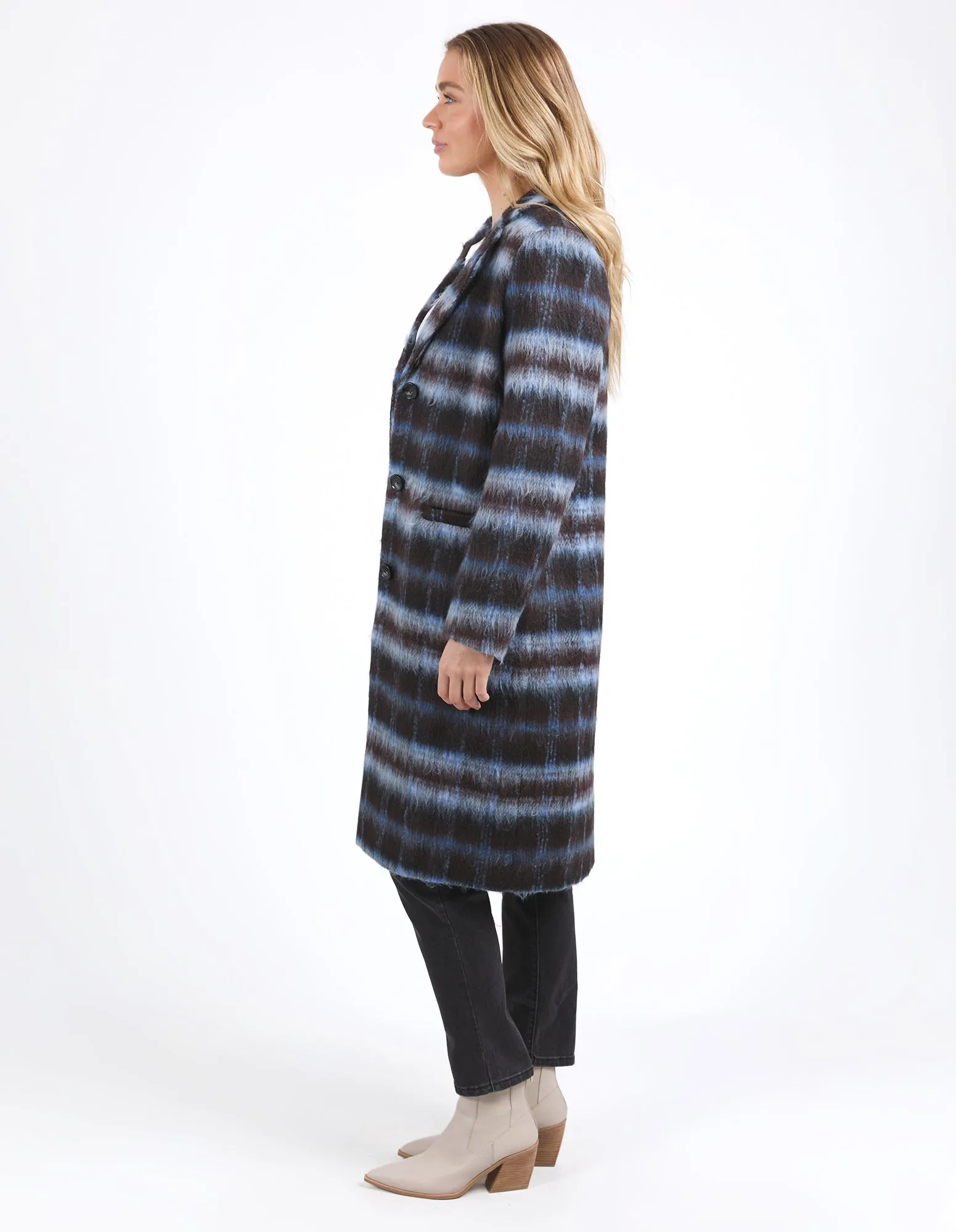 BENNETT COAT || CHOC/BLUE CHECK