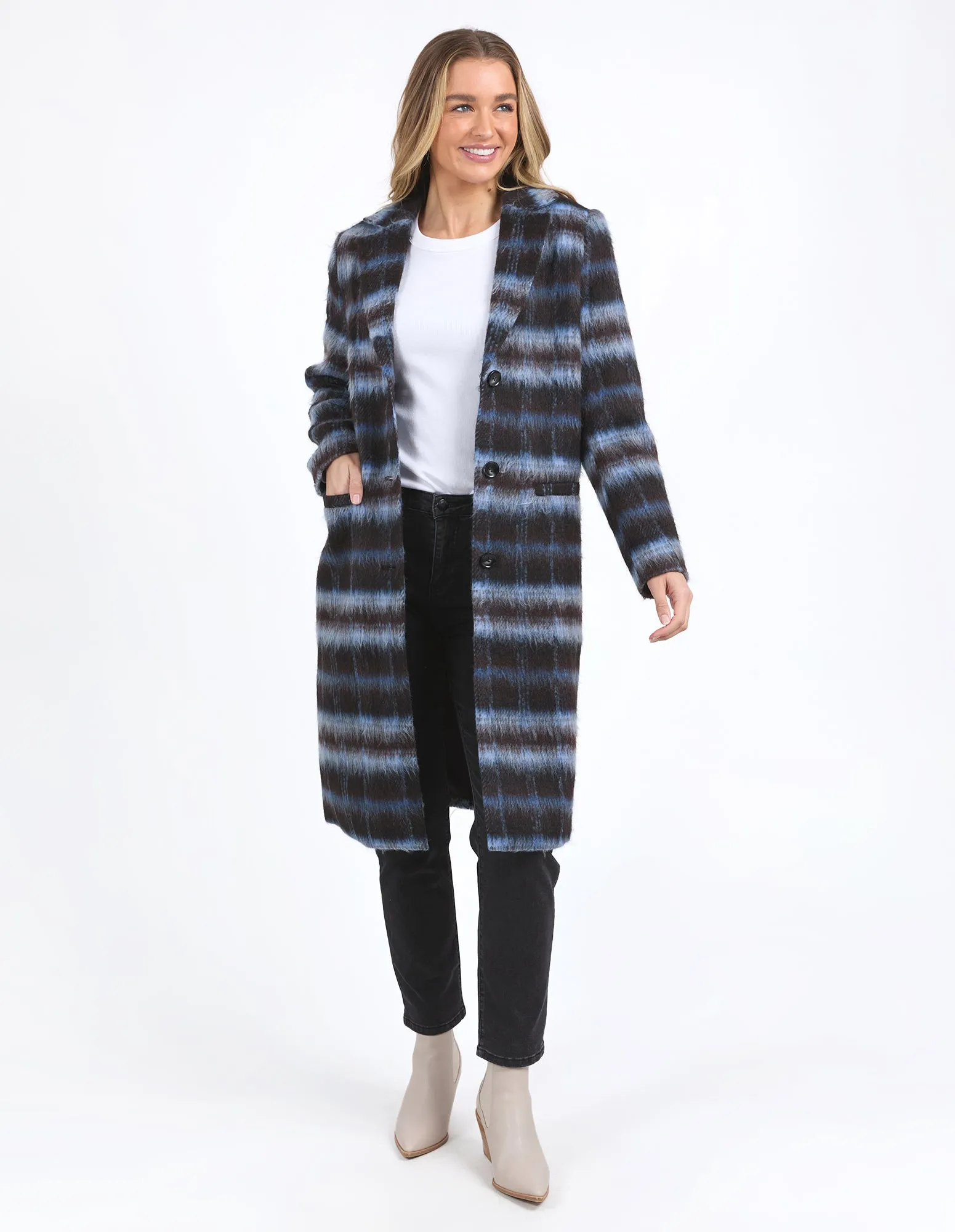 BENNETT COAT || CHOC/BLUE CHECK