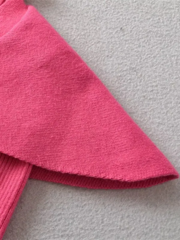 BerryBetty - Women's new style French rose large lapel scarf knitted Crop cardigan