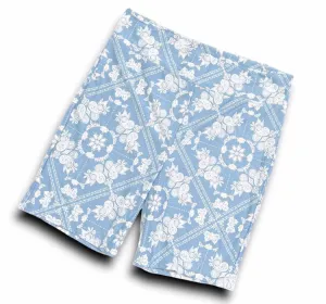 Biker Shorts - Blue White Bandana Print