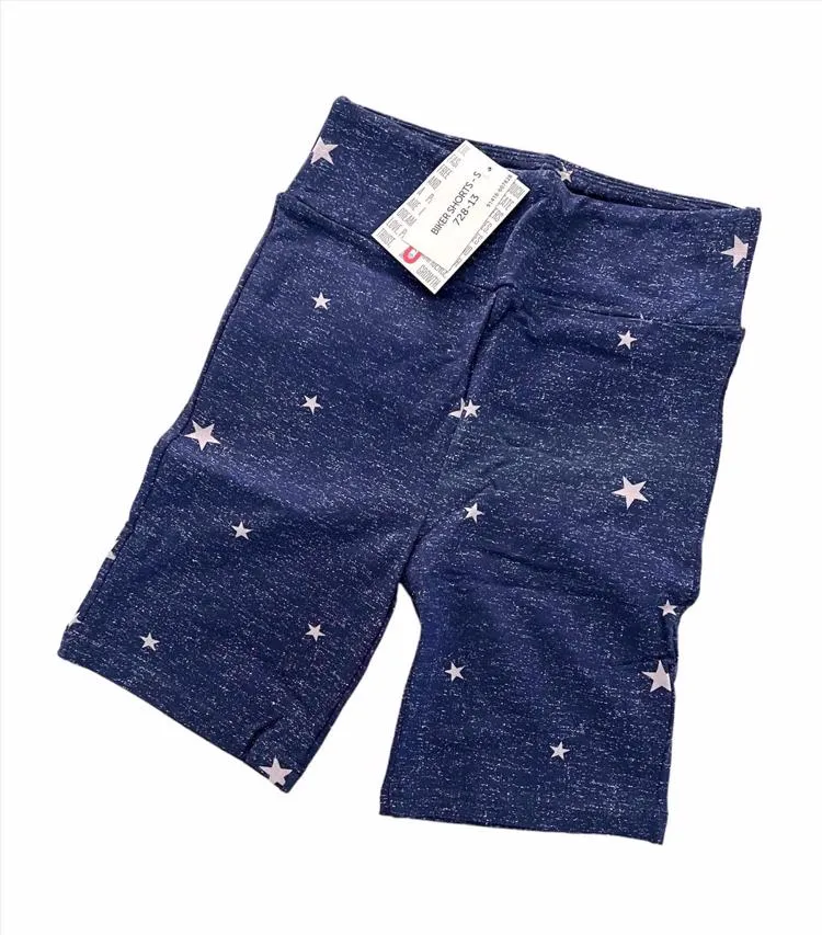 Biker Shorts - Navy Faux Heather Star