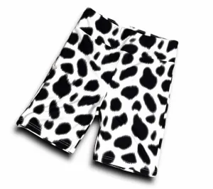 Biker Shorts - White Black Cow Print