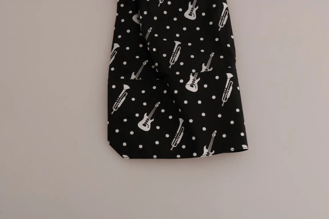 Black Slim Fit GOLD Sequin Jazz Shirt