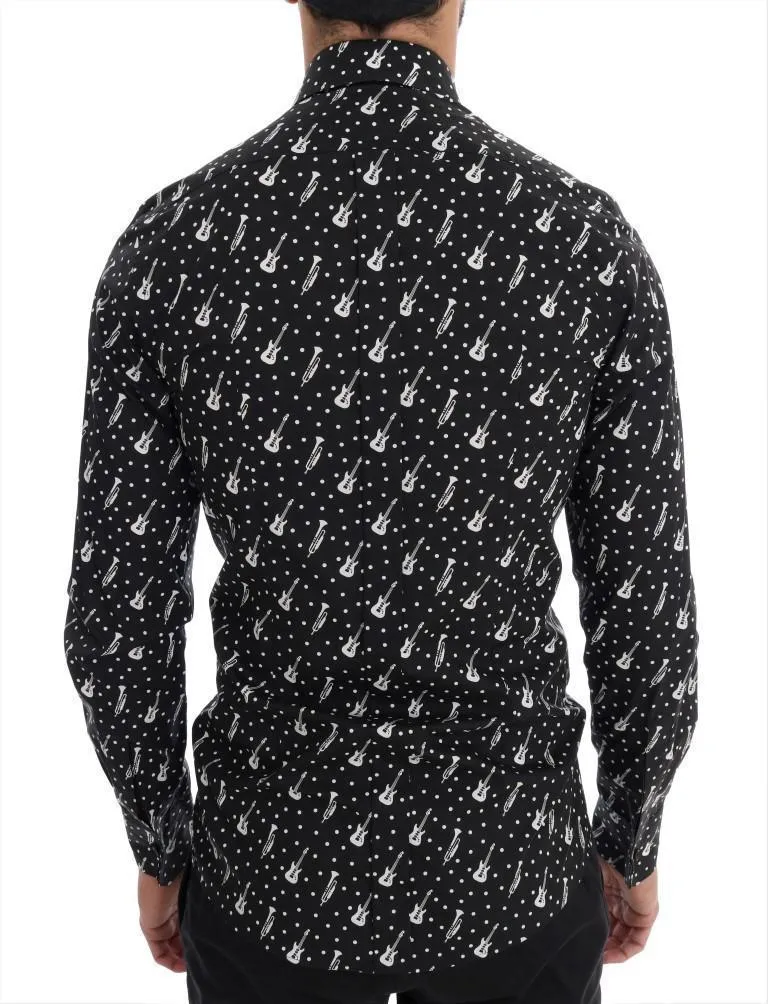 Black Slim Fit GOLD Sequin Jazz Shirt