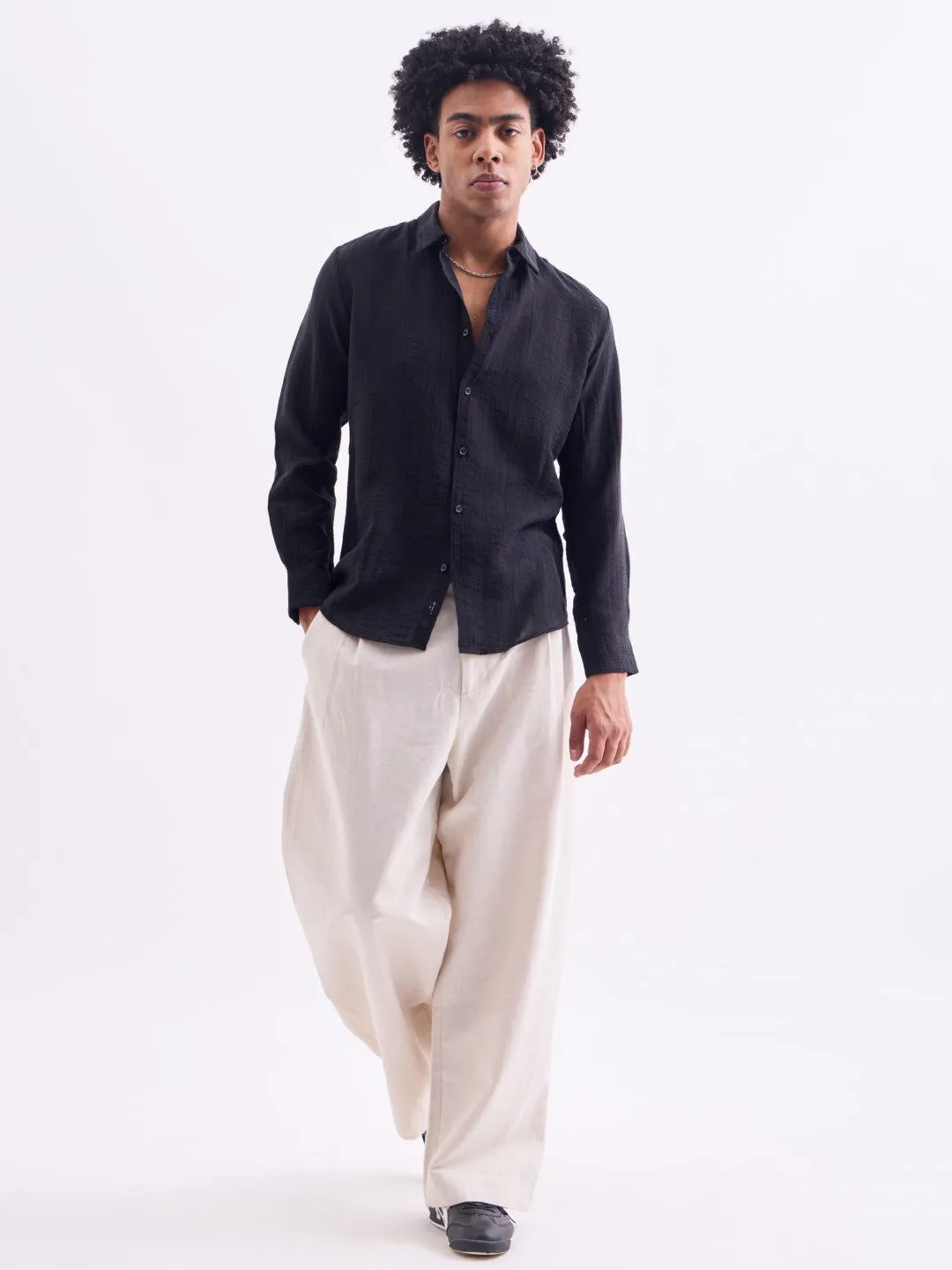 Black Striped Slim Fit Shirt