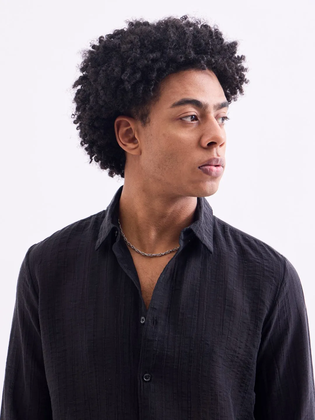 Black Striped Slim Fit Shirt