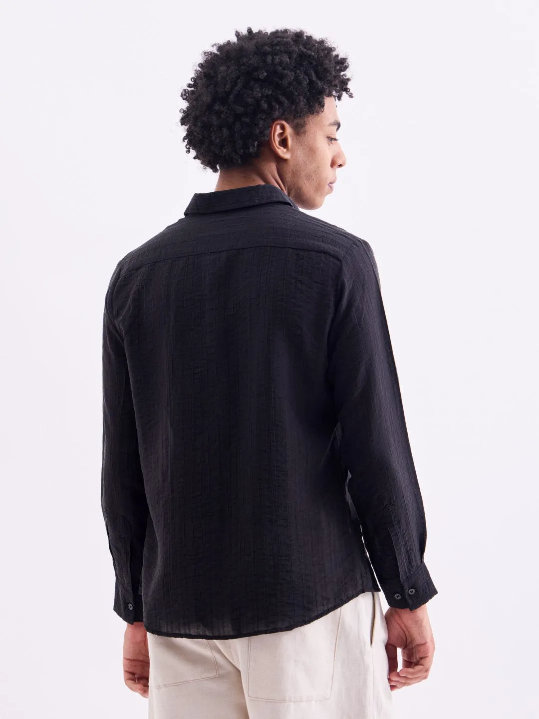 Black Striped Slim Fit Shirt