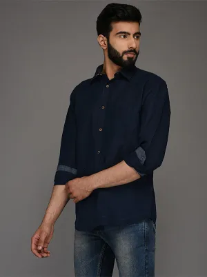 Blue Solid Slim Fit Casual Shirt | JadeBlue