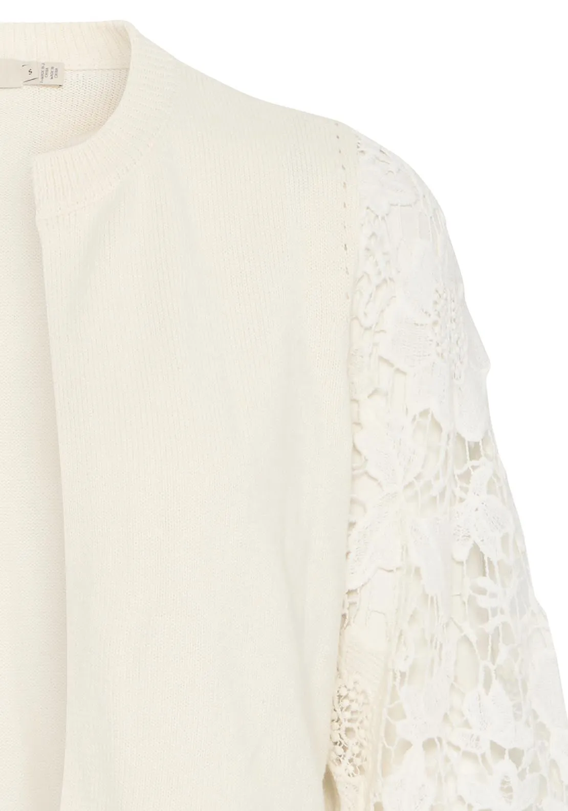 Casual Cropped Sleeve Knit Cardigan - White