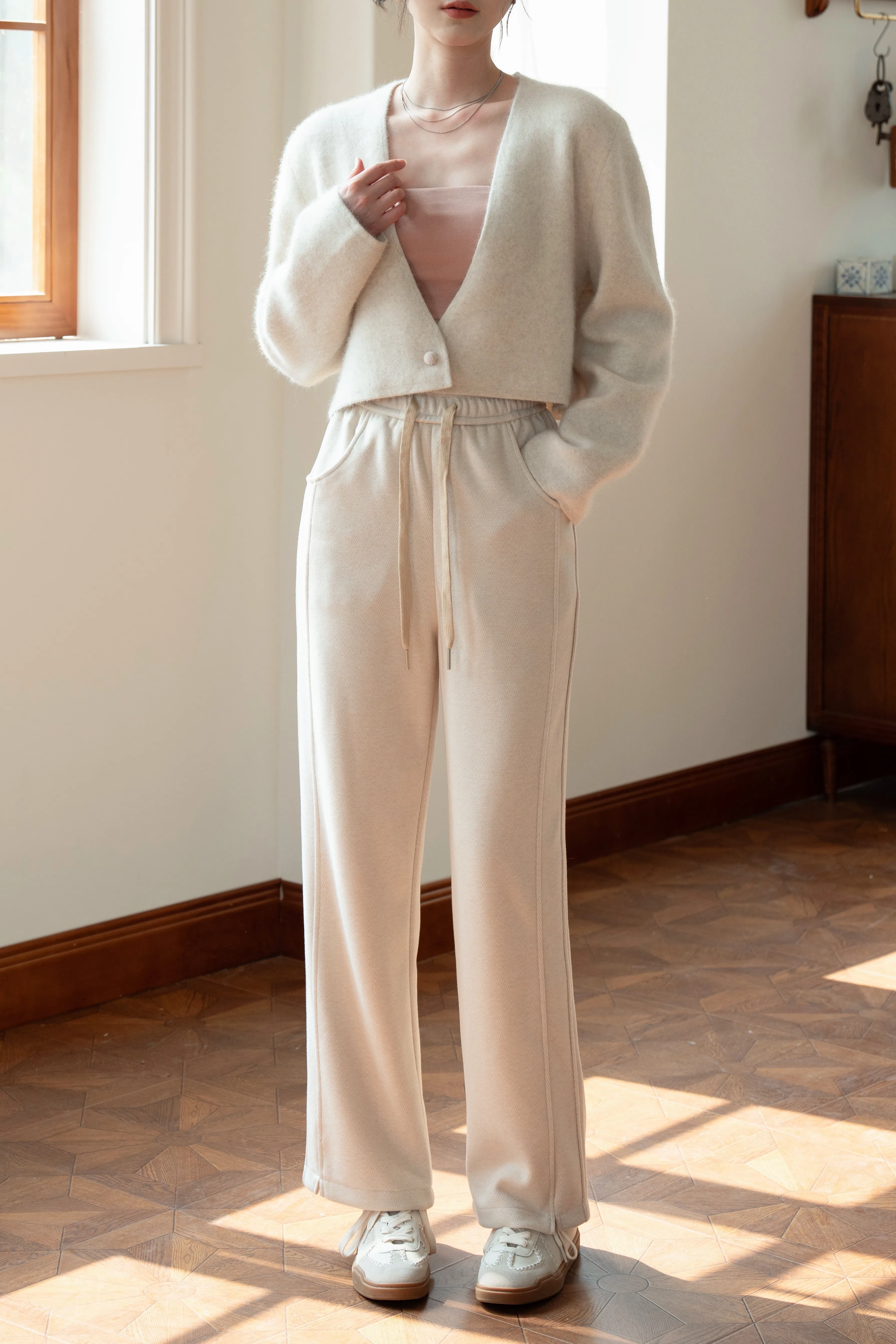 Catina Wool And Raccoon Yarn Cropped Cardigan
