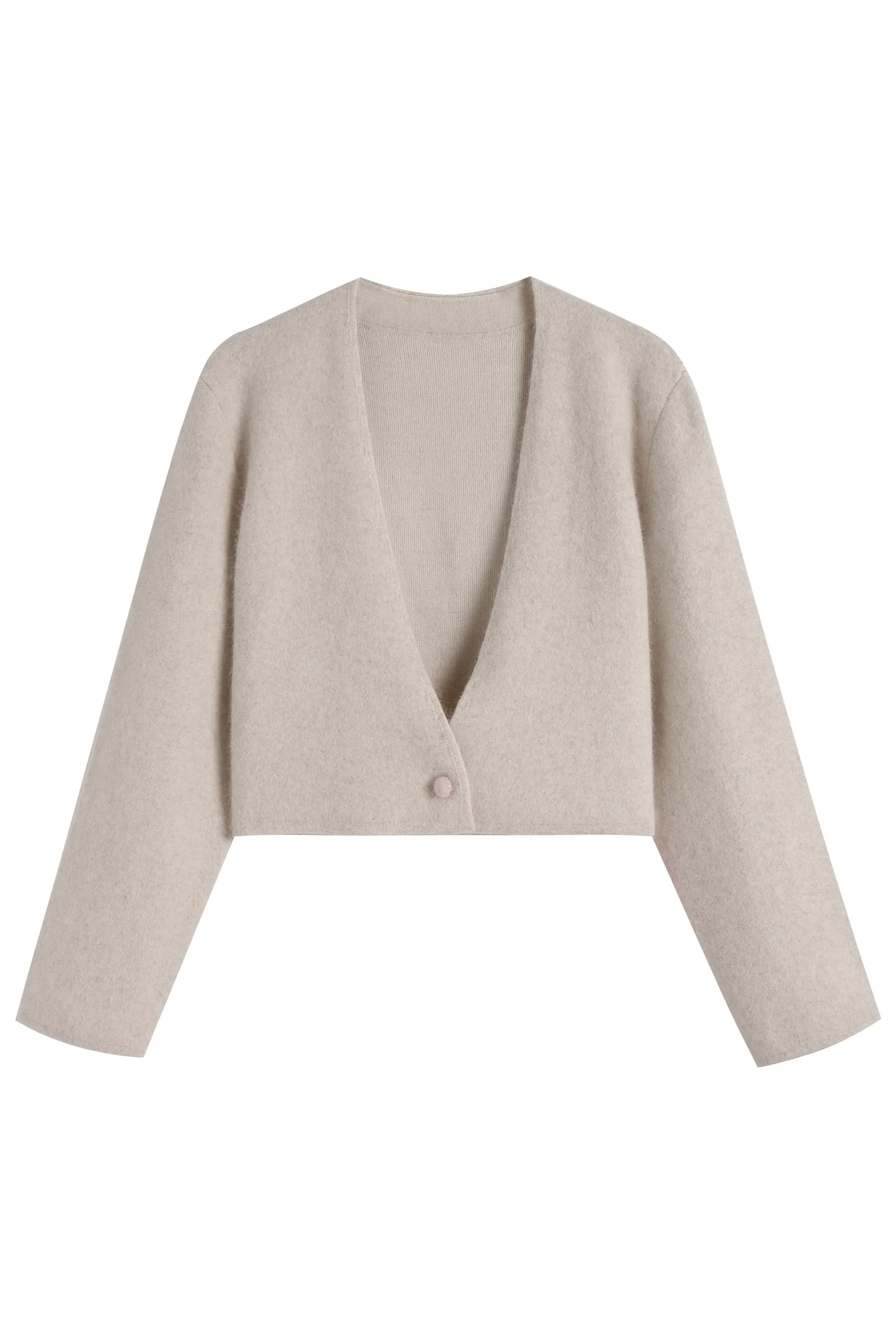 Catina Wool And Raccoon Yarn Cropped Cardigan