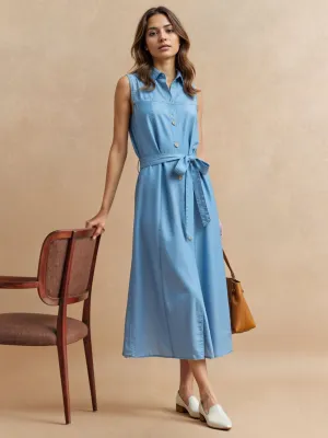 Chambray Maxi Shirt Dress