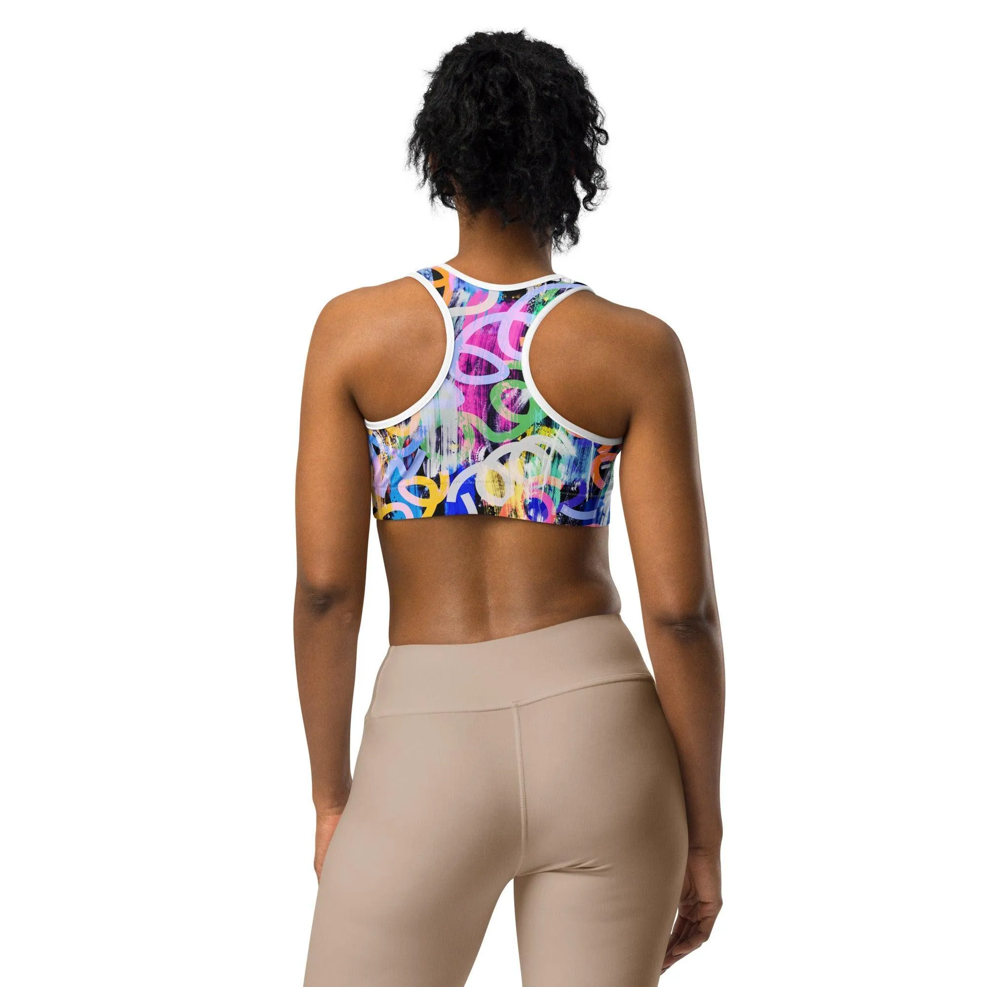 Colorful Graffiti Sports Bra