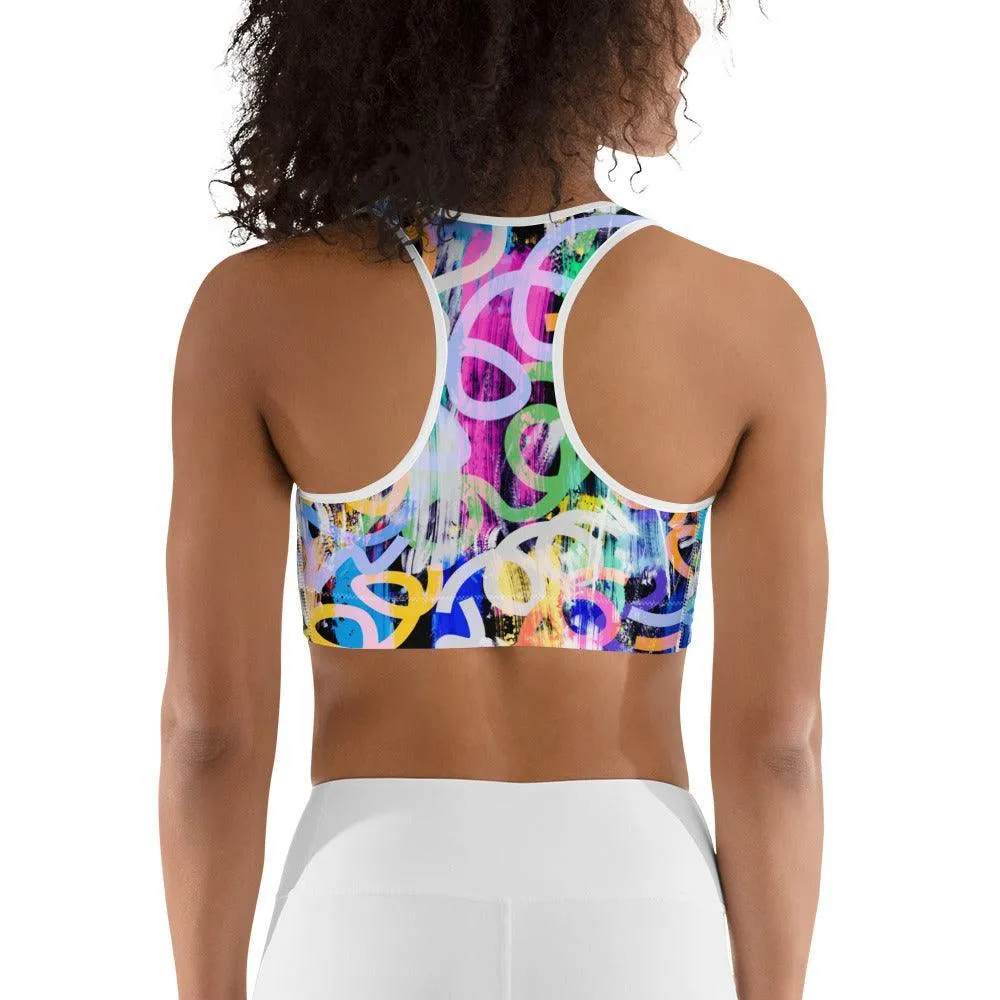 Colorful Graffiti Sports Bra