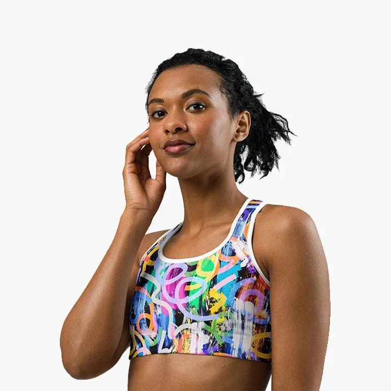Colorful Graffiti Sports Bra