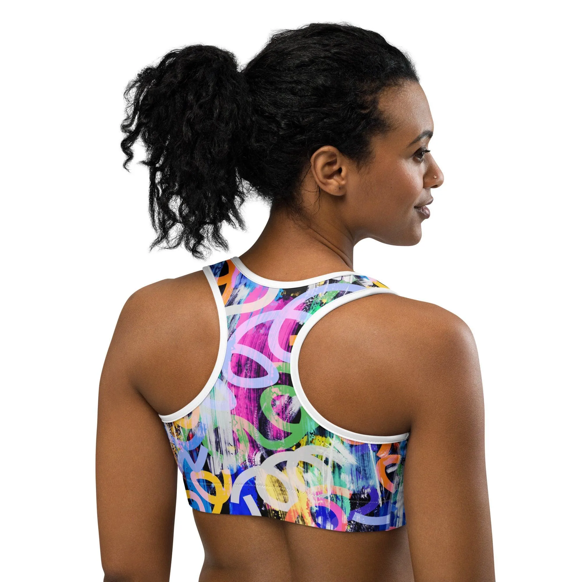Colorful Graffiti Sports Bra