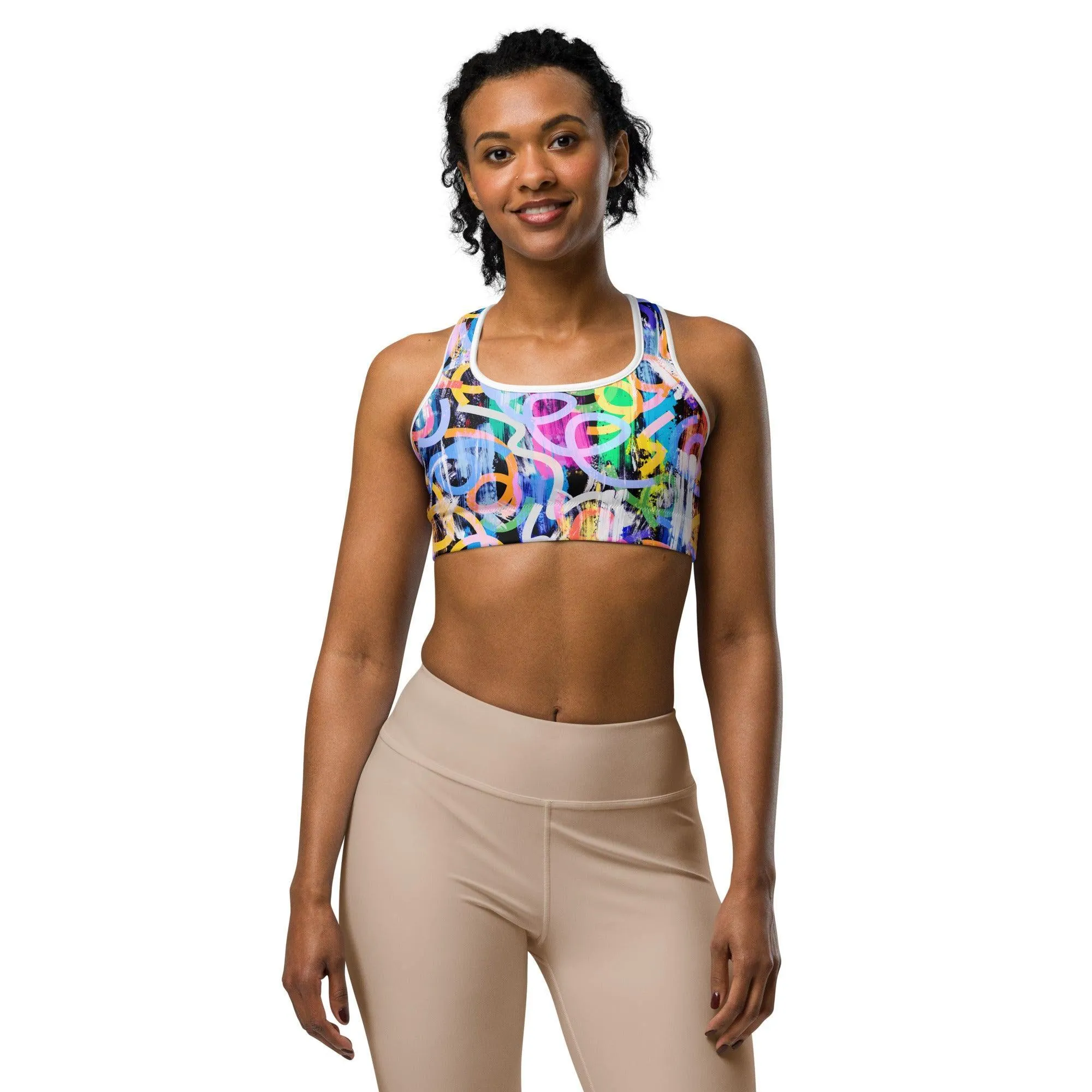 Colorful Graffiti Sports Bra