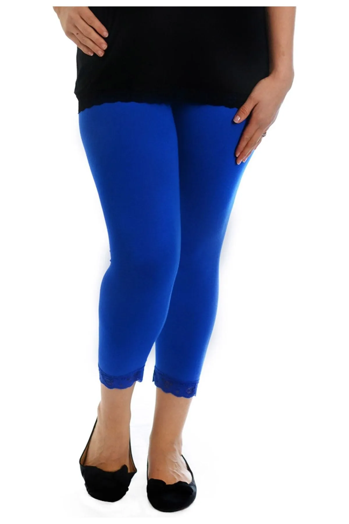 Cropped Lace Trim Leggings