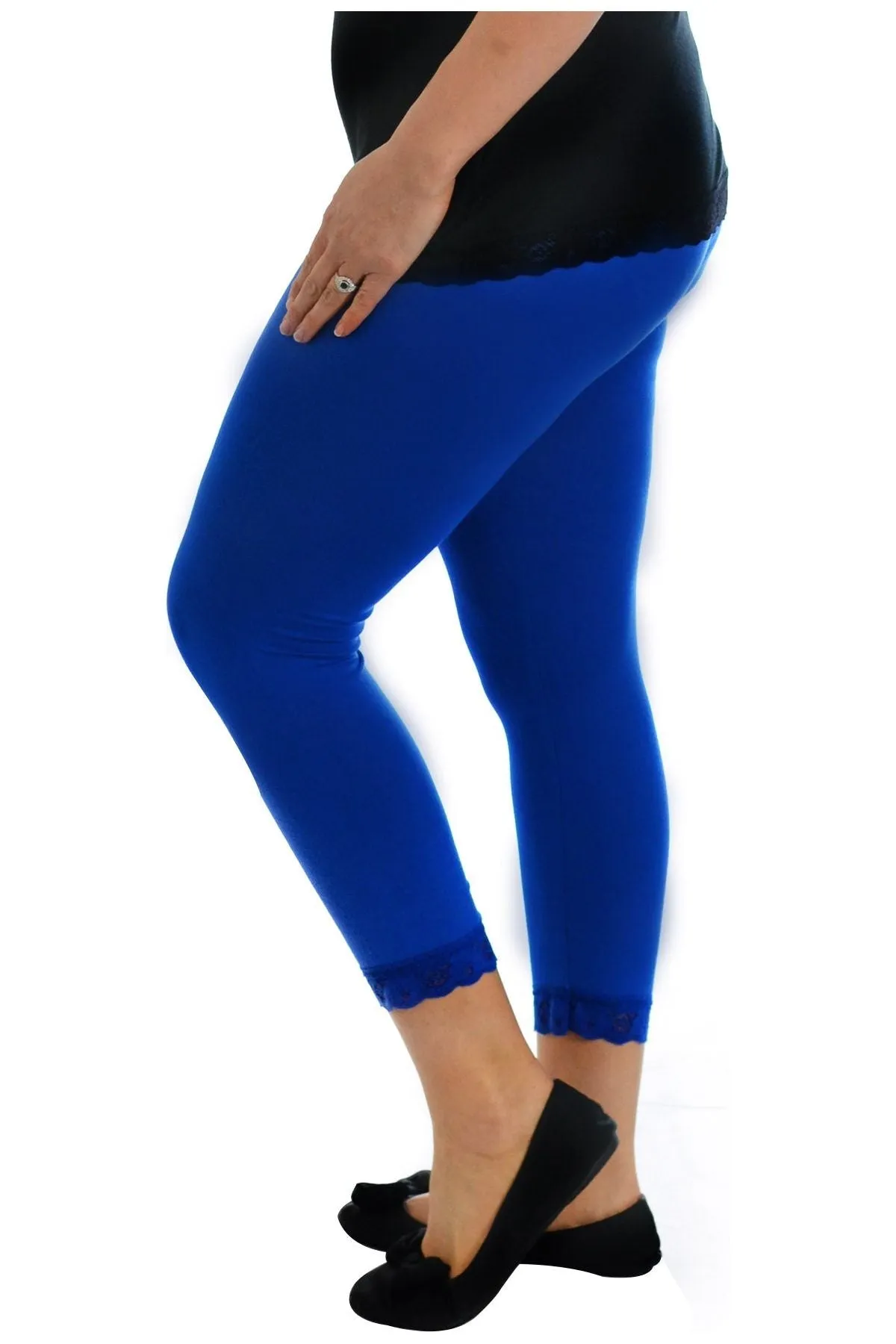 Cropped Lace Trim Leggings