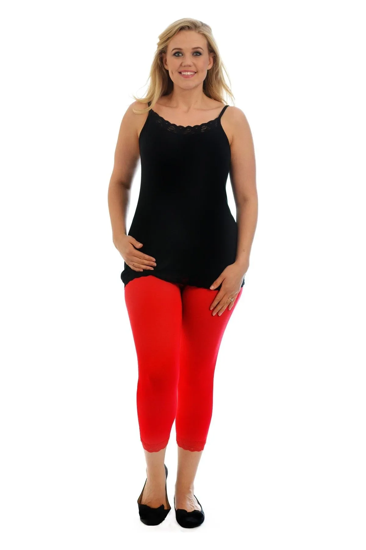 Cropped Lace Trim Leggings