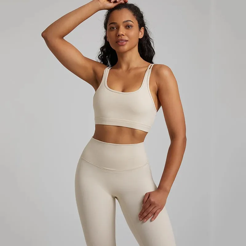 Cutout Racerback Sports Bras Women - Push Up Gym Bra with Removable Pads, Running Fitness Cropped Tank Top, Women's Yoga Clothing