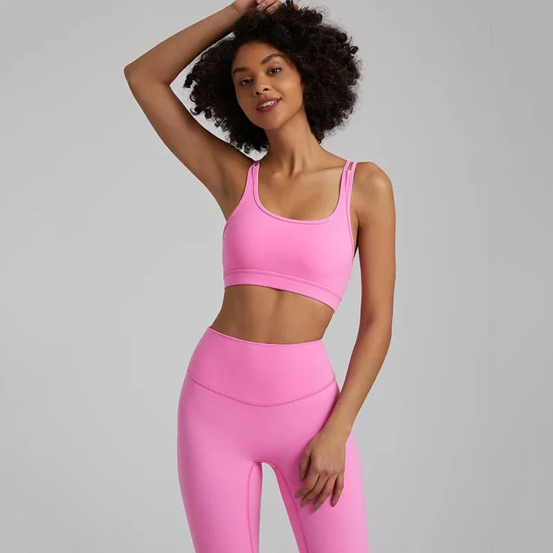 Cutout Racerback Sports Bras Women - Push Up Gym Bra with Removable Pads, Running Fitness Cropped Tank Top, Women's Yoga Clothing