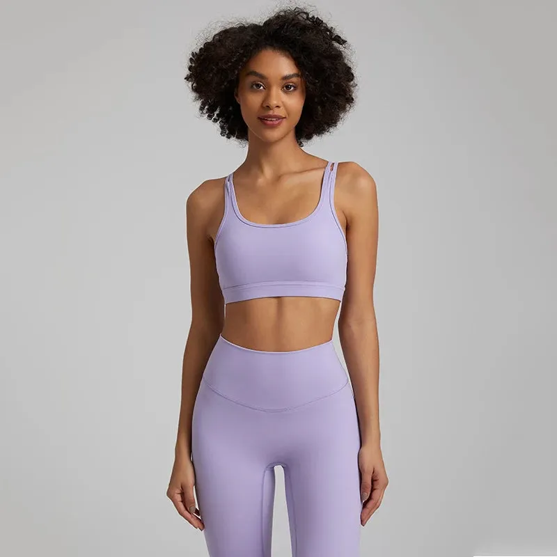 Cutout Racerback Sports Bras Women - Push Up Gym Bra with Removable Pads, Running Fitness Cropped Tank Top, Women's Yoga Clothing