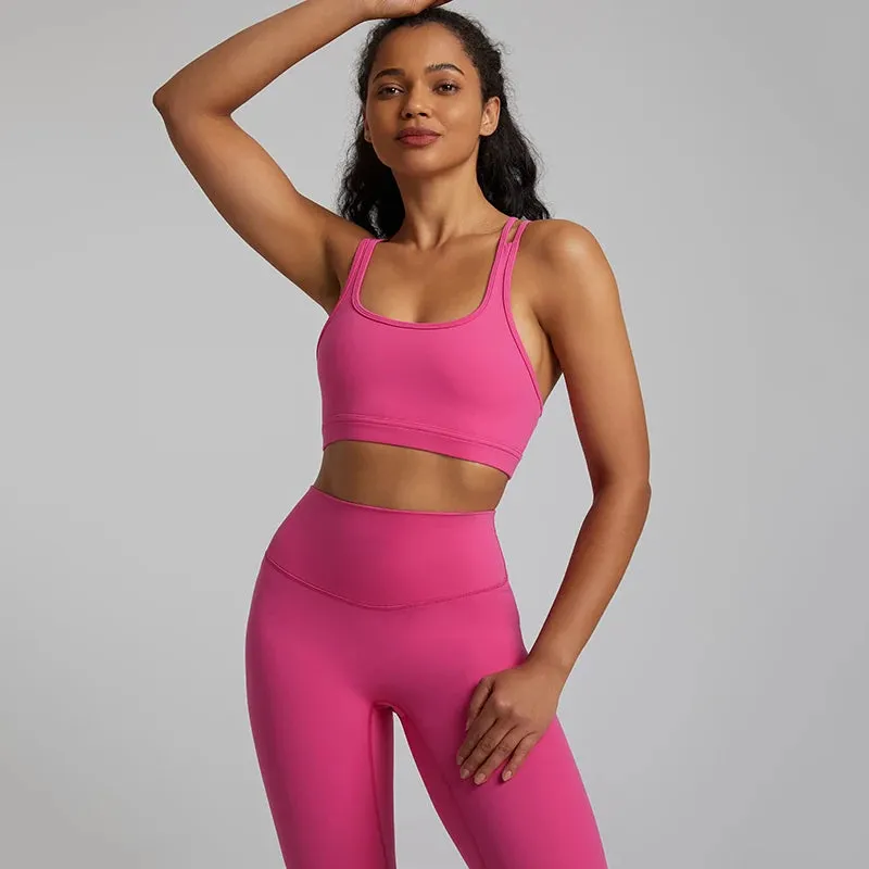 Cutout Racerback Sports Bras Women - Push Up Gym Bra with Removable Pads, Running Fitness Cropped Tank Top, Women's Yoga Clothing