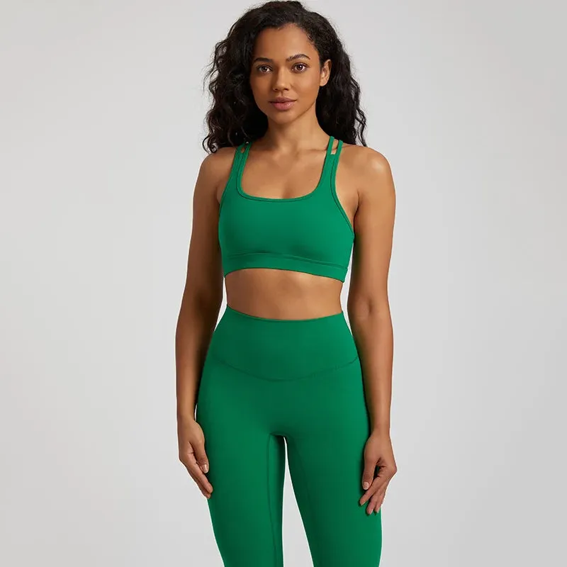 Cutout Racerback Sports Bras Women - Push Up Gym Bra with Removable Pads, Running Fitness Cropped Tank Top, Women's Yoga Clothing