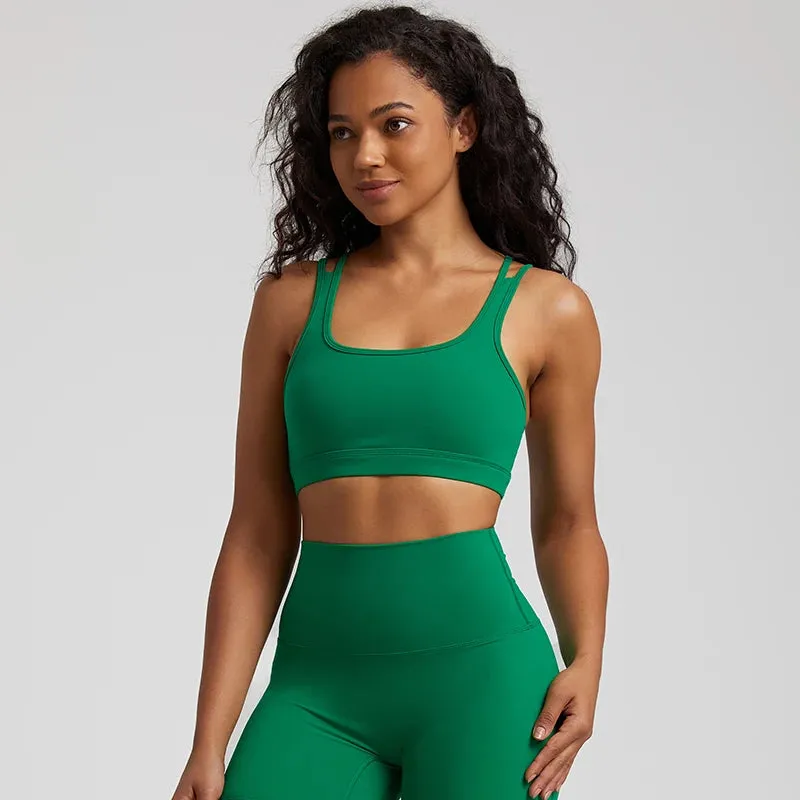 Cutout Racerback Sports Bras Women - Push Up Gym Bra with Removable Pads, Running Fitness Cropped Tank Top, Women's Yoga Clothing
