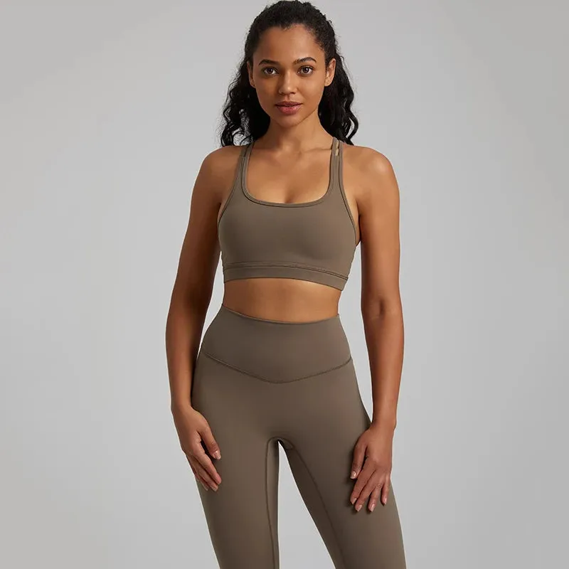 Cutout Racerback Sports Bras Women - Push Up Gym Bra with Removable Pads, Running Fitness Cropped Tank Top, Women's Yoga Clothing