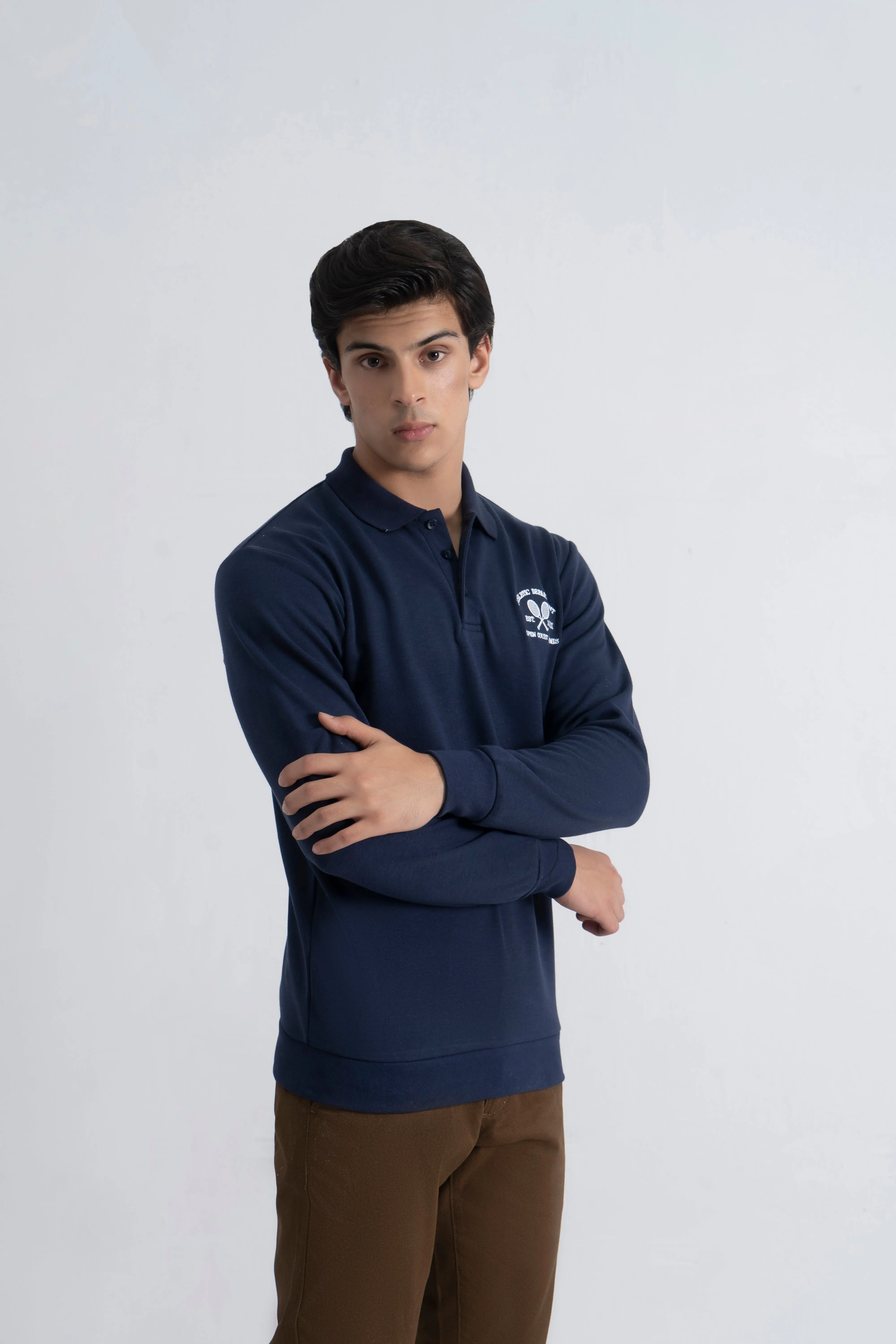 Dark Navy Interlock Collar Shirt