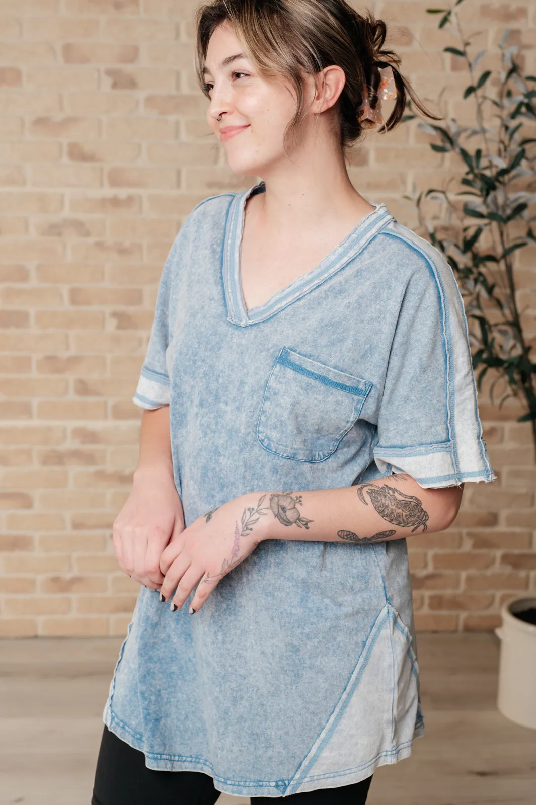 Earthy Chic Mineral Wash Mini Dress in Denim!