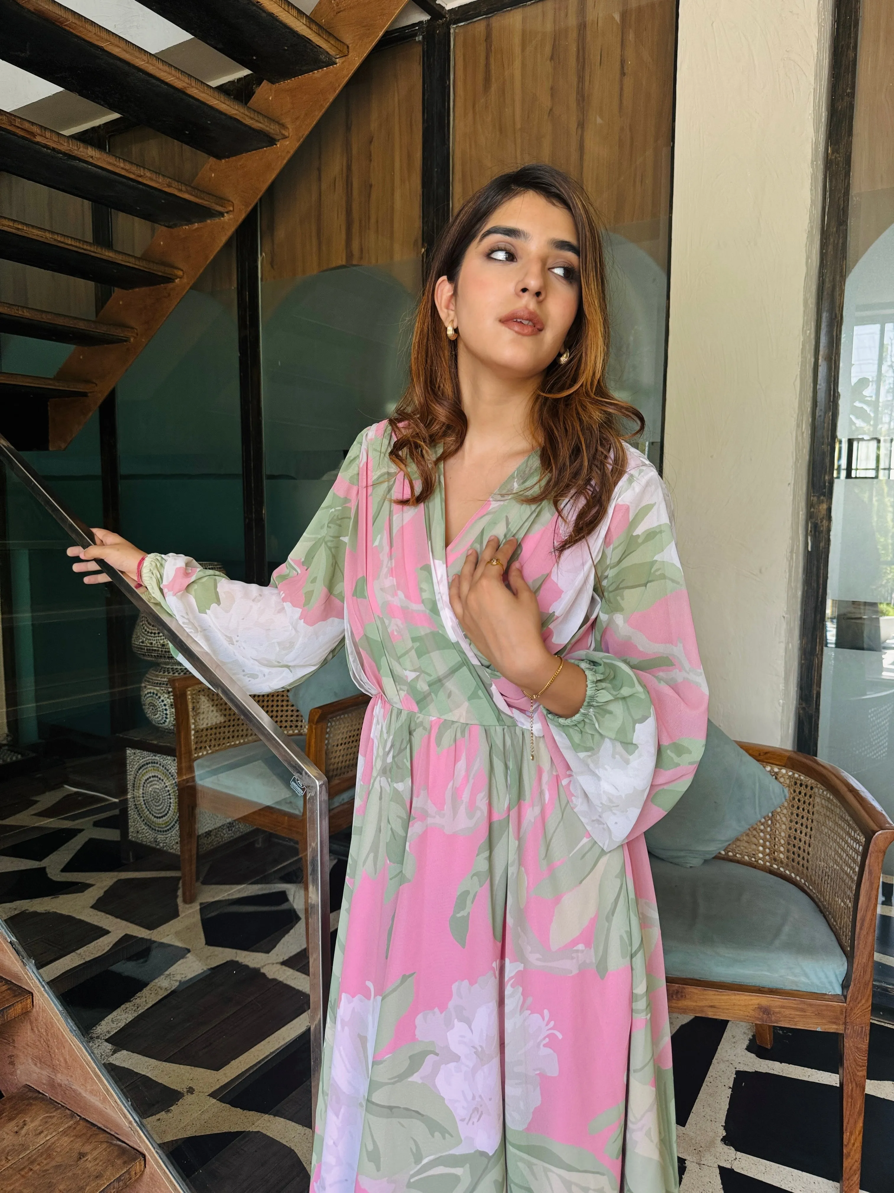 Emily Pink Floral Midi Dress