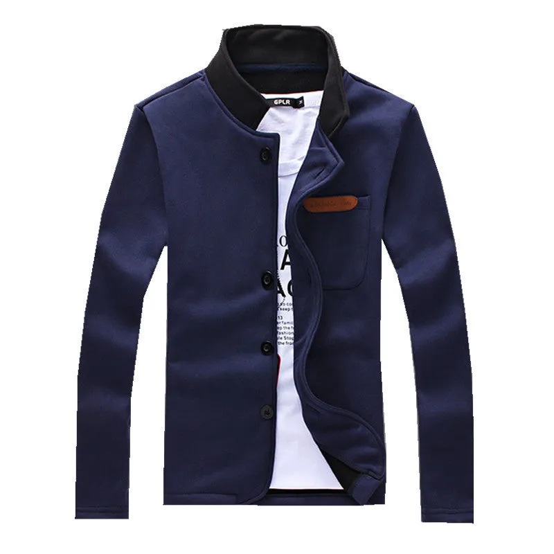 European style simple men's Hoody Mens single breasted leisure Sweatshirts