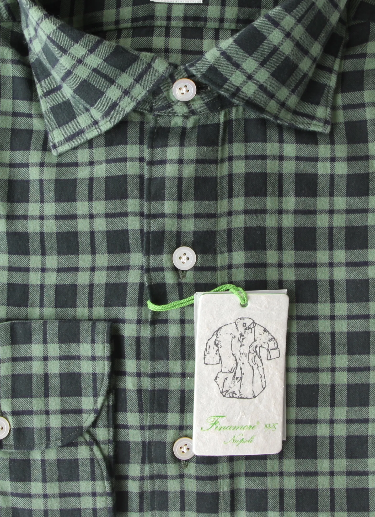 Finamore Napoli Green Shirt - Extra Slim