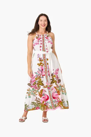 FLAMINGO PRINT FLOWY COTTON DRESS (FLAMINGO PRINT)