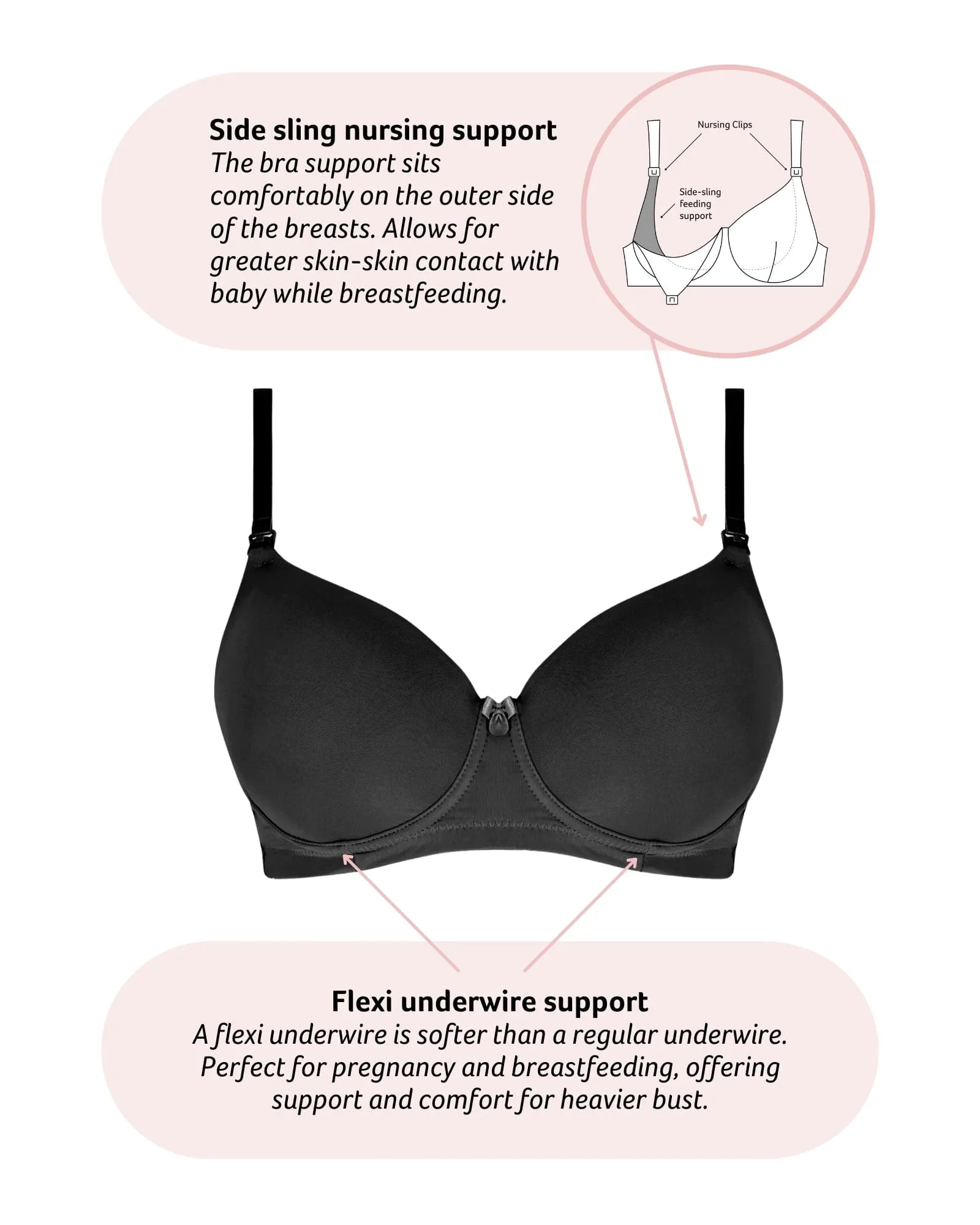 Forever Yours T-Shirt Nursing Bra - Black