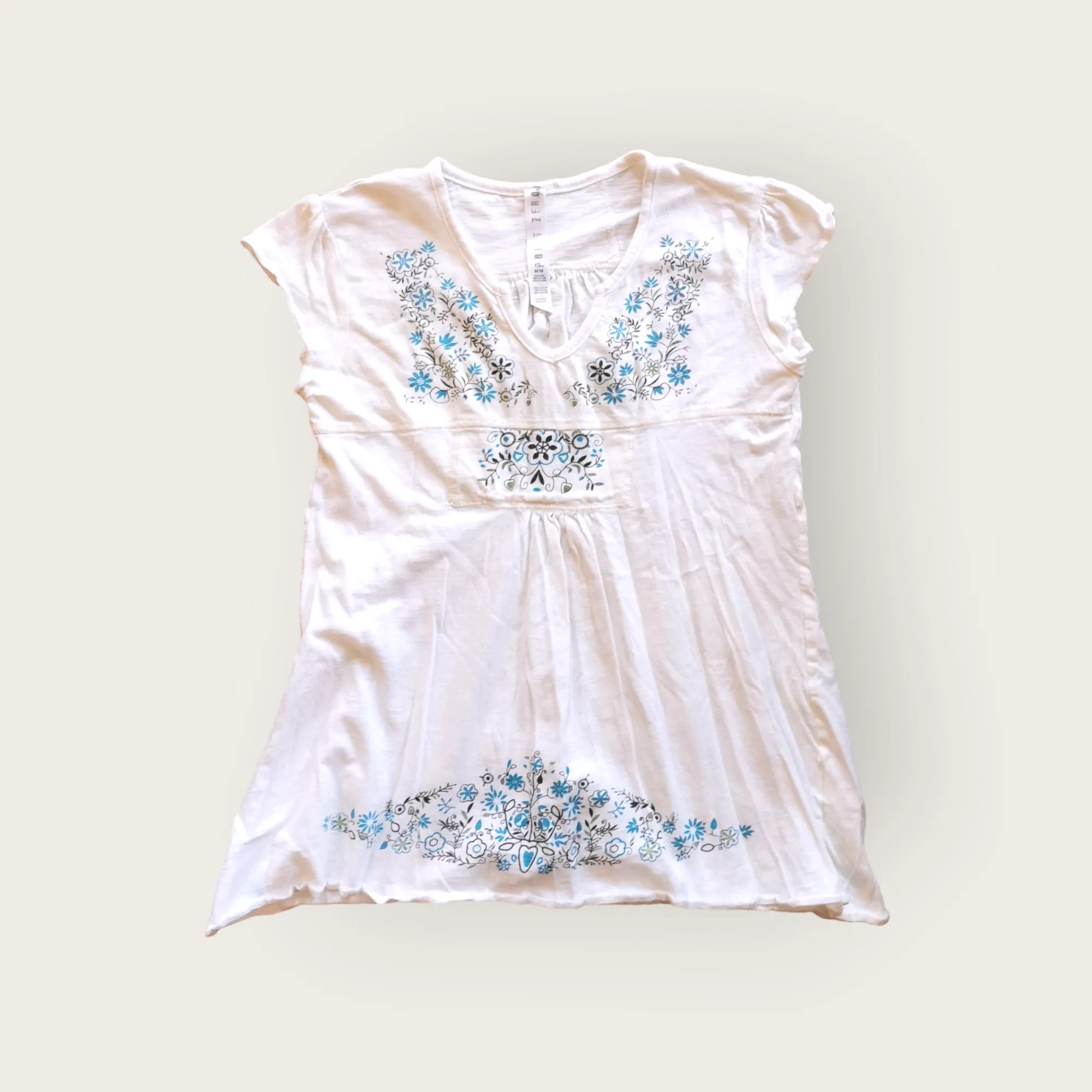 GIRL SIZE MEDIUM (10/12 YEARS) - POINT ZERO, Floral Bohemian Top, Cotton VGUC B47