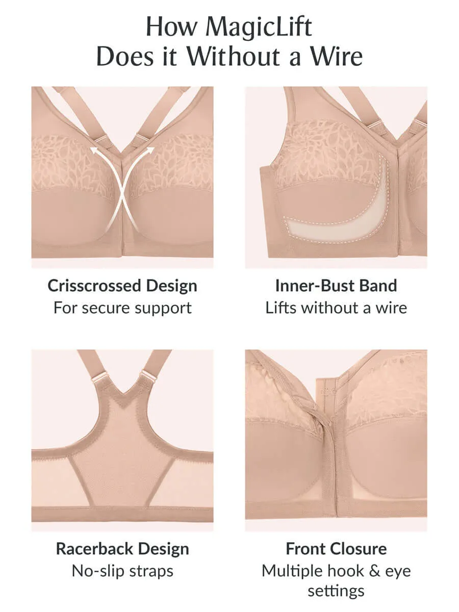 Glamorise Bra 1206 - MagicLift Front-Closure Racerback Bra - Cafe