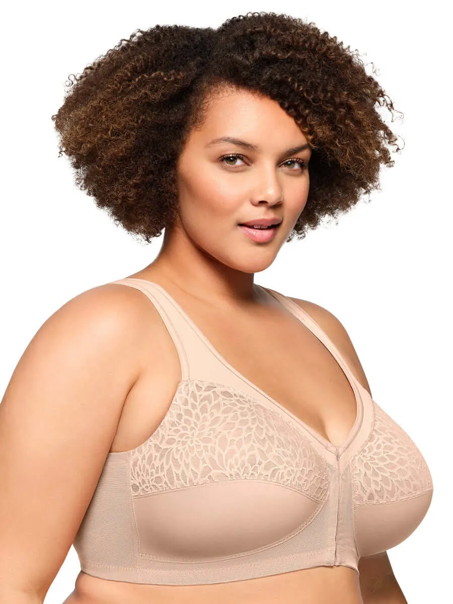 Glamorise Bra 1206 - MagicLift Front-Closure Racerback Bra - Cafe
