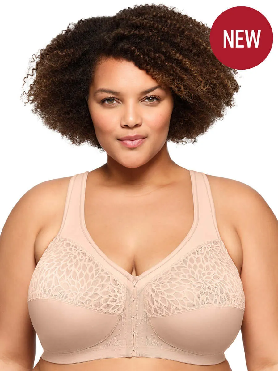 Glamorise Bra 1206 - MagicLift Front-Closure Racerback Bra - Cafe